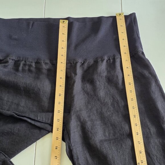 Lauren Vidal Capri Pants Women XXXL Black Pull On Foldable Elastic Waist Linen - Picture 6 of 14